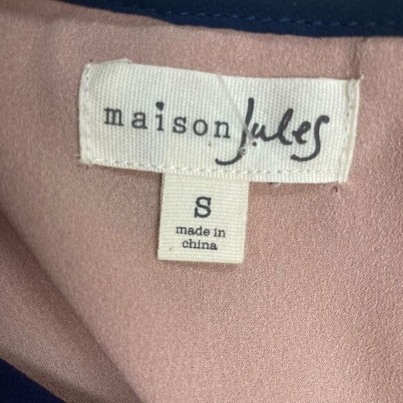 MAISON JULES Women’s Tan Blue & Peach Dress Size Small - Picture 6 of 11